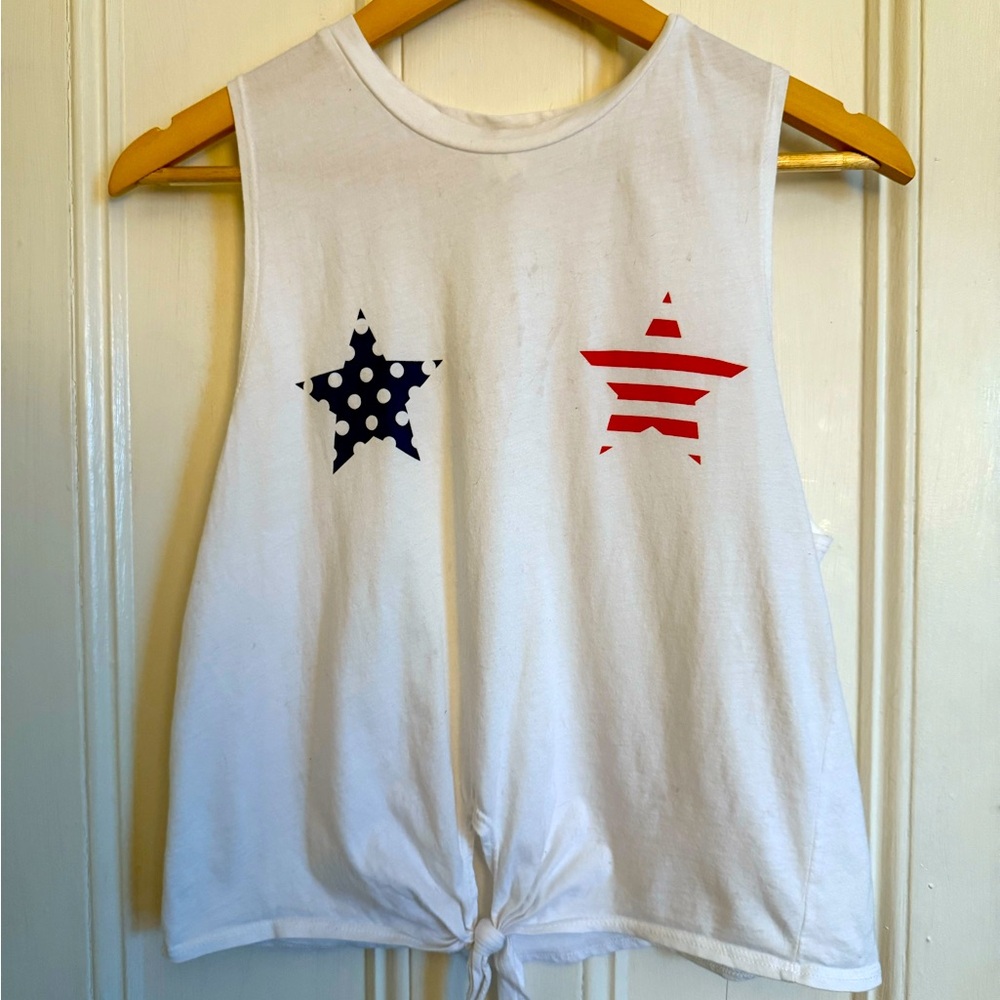 American Star White sleeveless Tee